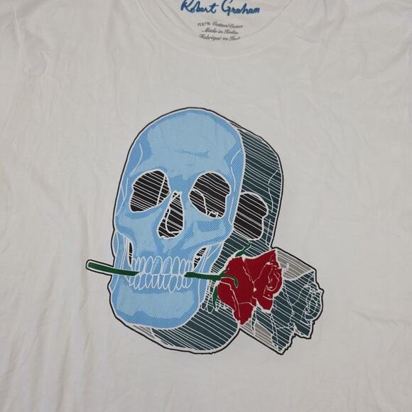 Robert Graham Men Roseland Short Sleeve Knit Graphic T Shirt In White Color 3XL - Picture 4 of 12